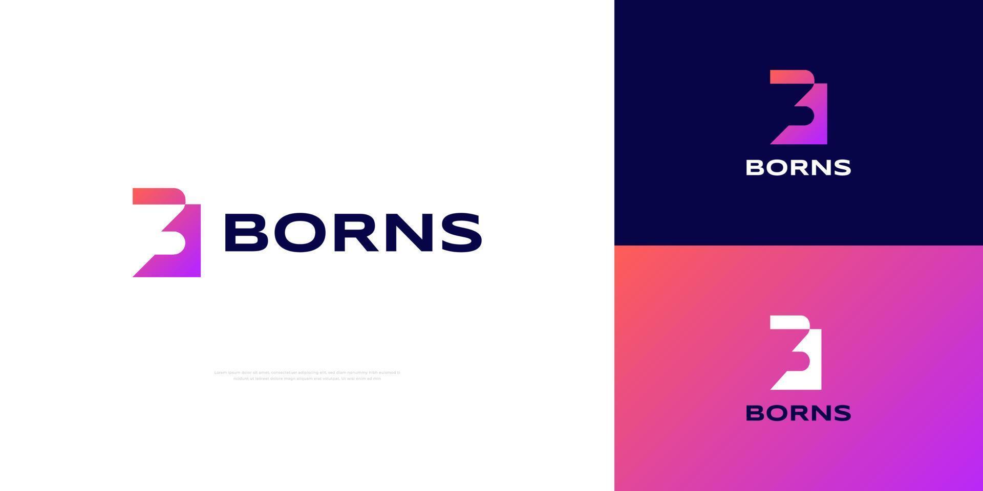 Modern Letter B Logo Design with Negative Space Concept. Abstract B Logo in Colorful Gradient Style vector