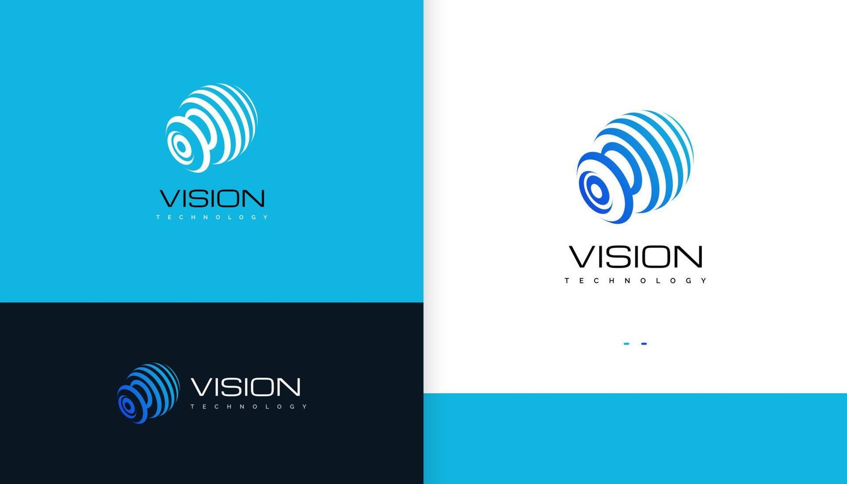 logotipo moderno de visión ocular. diseño de logotipo de cámara o cctv abstracto. adecuado para logotipos de negocios y tecnología. icono de medios futuristas vector