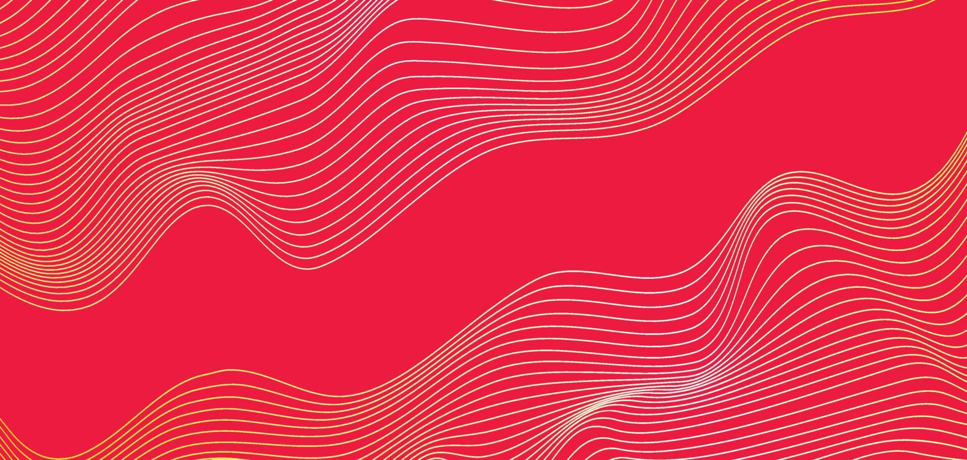 línea de oro de fondo de vector abstracto sobre fondo rojo