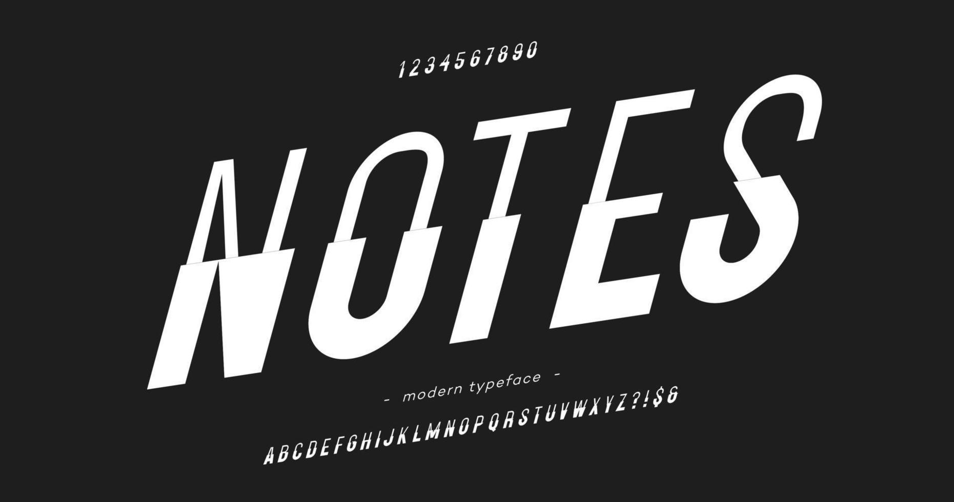 Vector notes font trendy typography