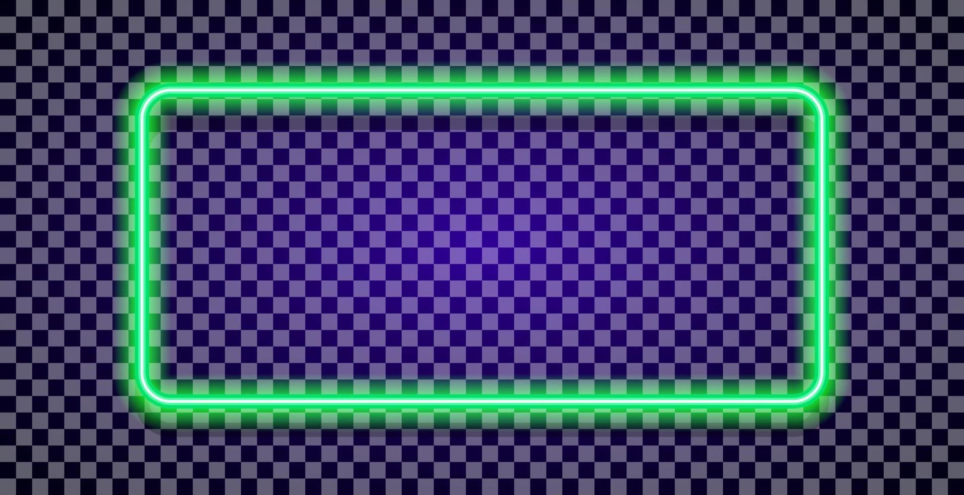 Neon rectangle vector frame green color