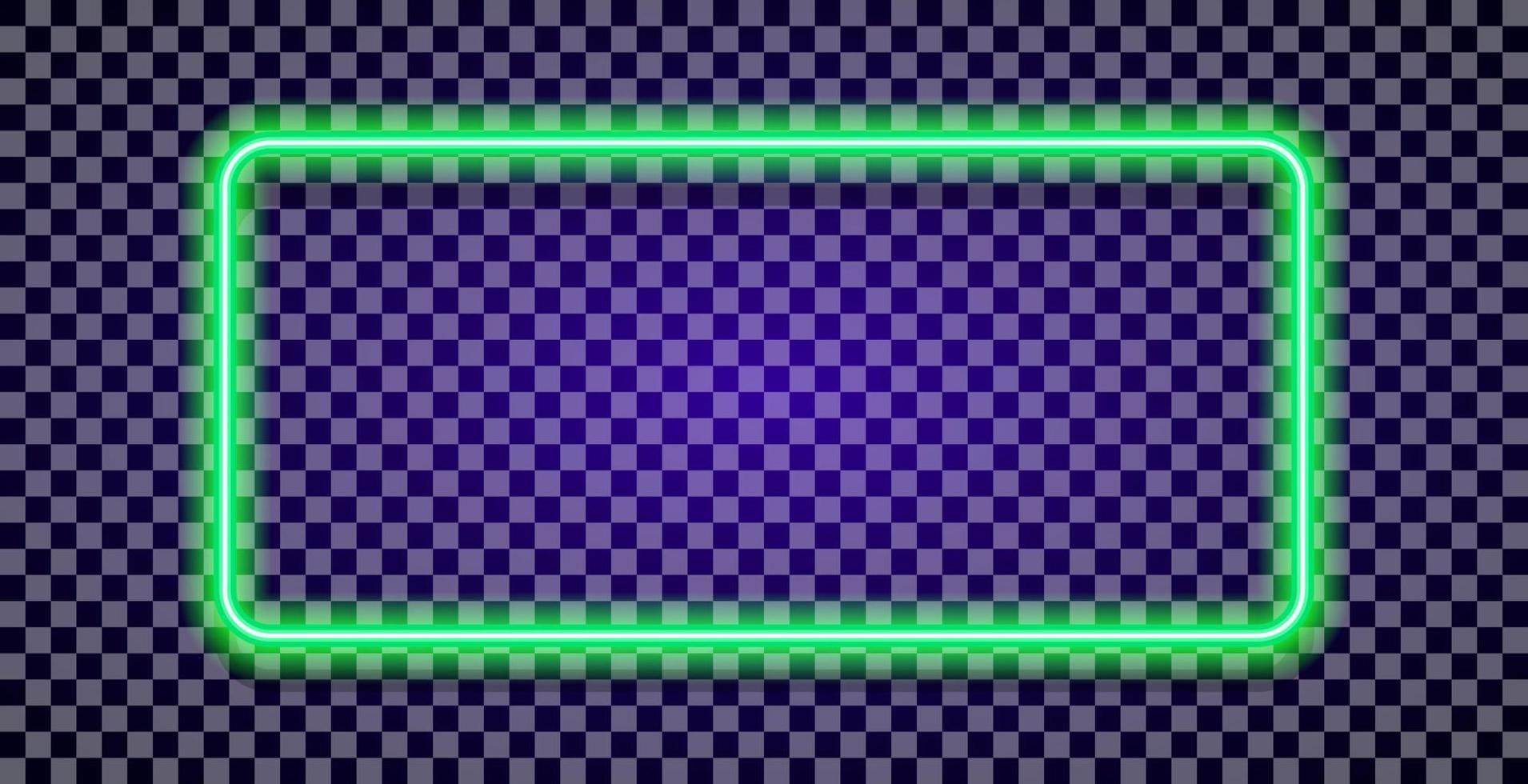 Neon rectangle vector frame green color