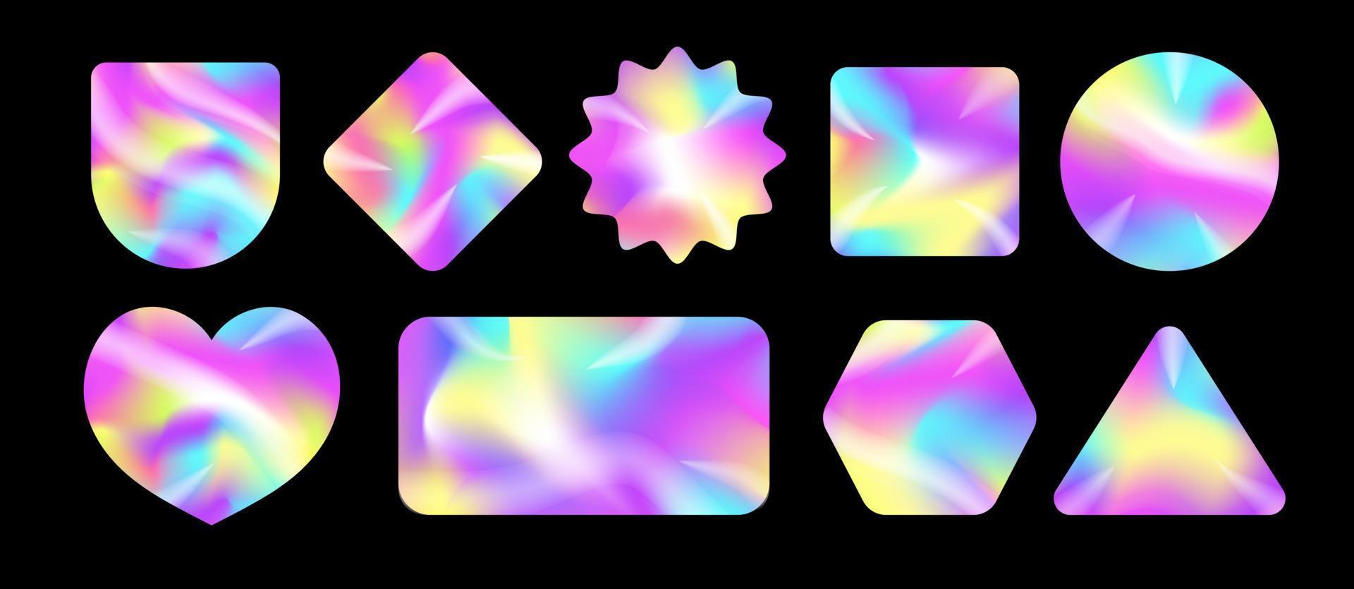 Holographic sticker vector set different shape