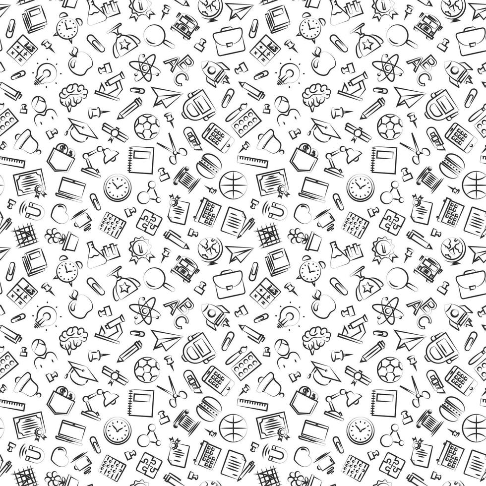 Education and school pattern with hand drawn line icons vector