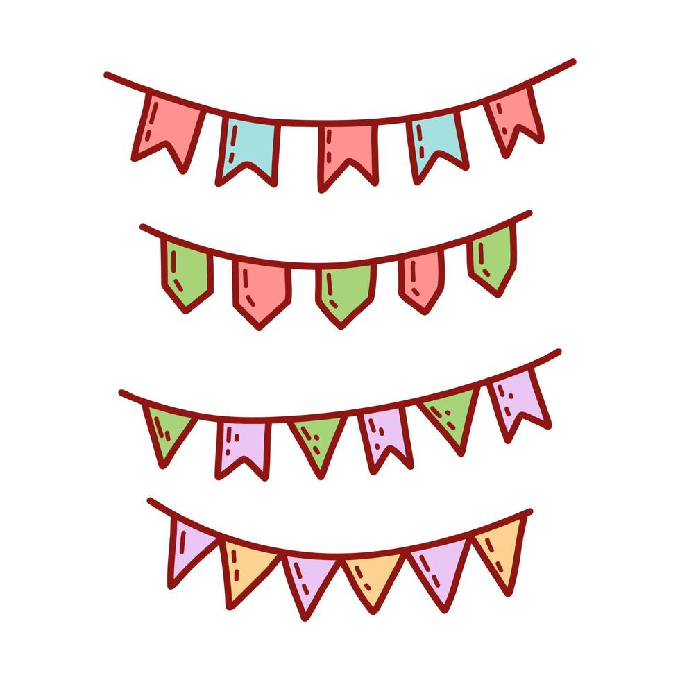 Carnival garland with flags. Decorative colorful party elements for birthday celebration, festival and fair decoration. vector