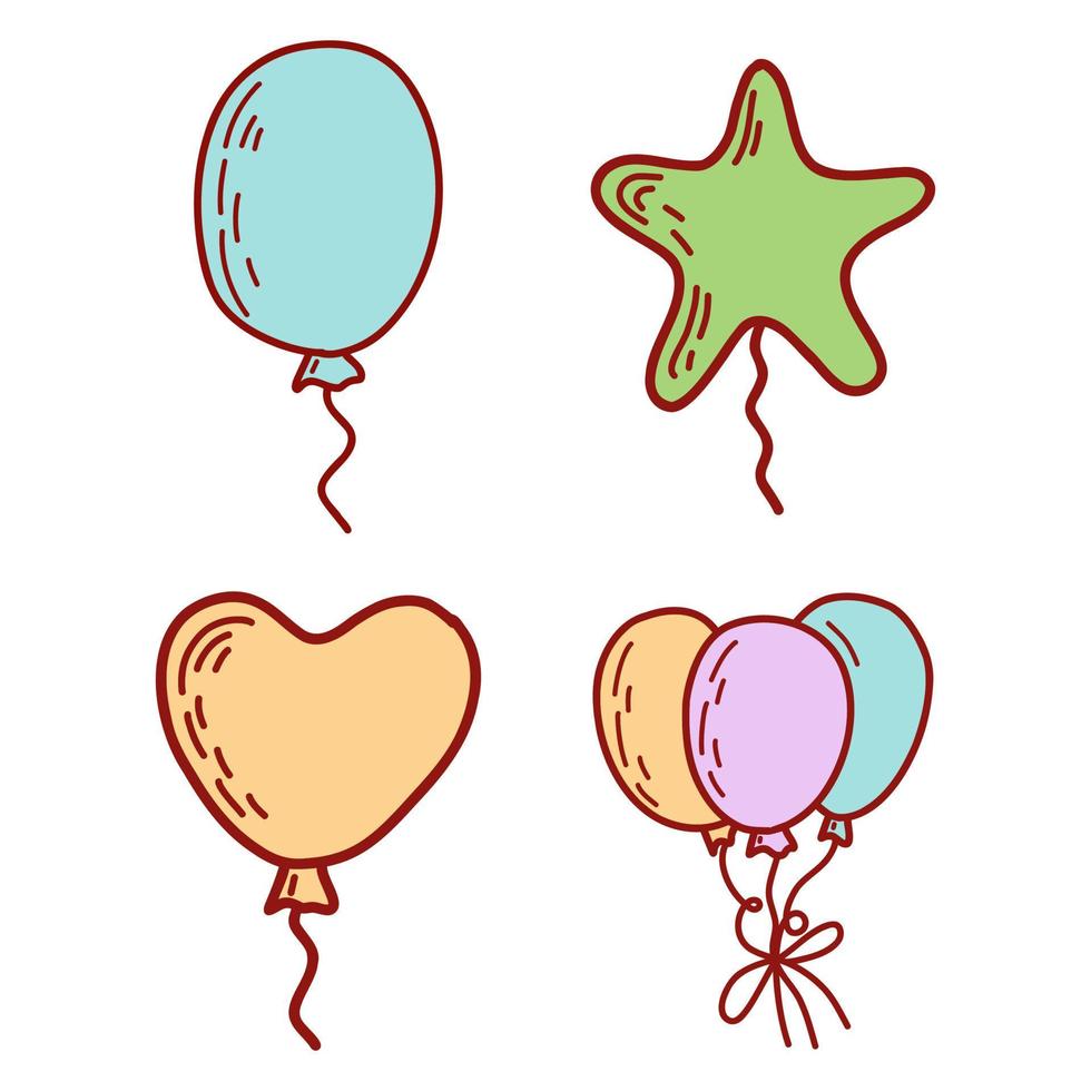 feliz cumpleaños globos dibujados a mano. ilustración vectorial plana vector