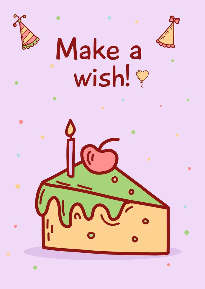 feliz cumpleaños tarjeta de felicitación y plantillas de invitación de fiesta. ilustración de vector plano en estilo dibujado a mano