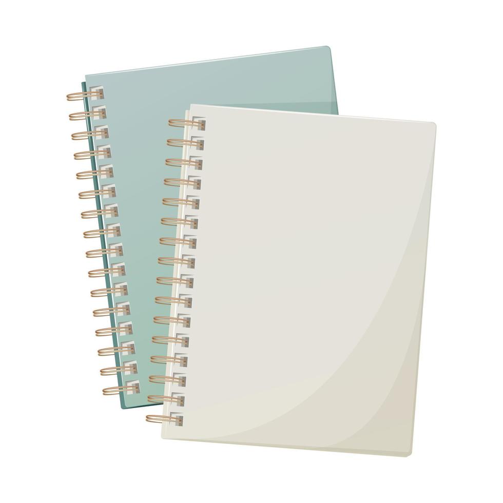 Two notebooks on rings for notes. Vector illustration. For school, university, office. Education, business concept.