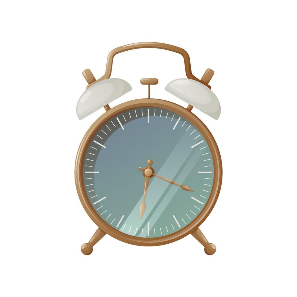 Classic alarm clock, vector illustration. Signal to wake up to school, work, study, university.