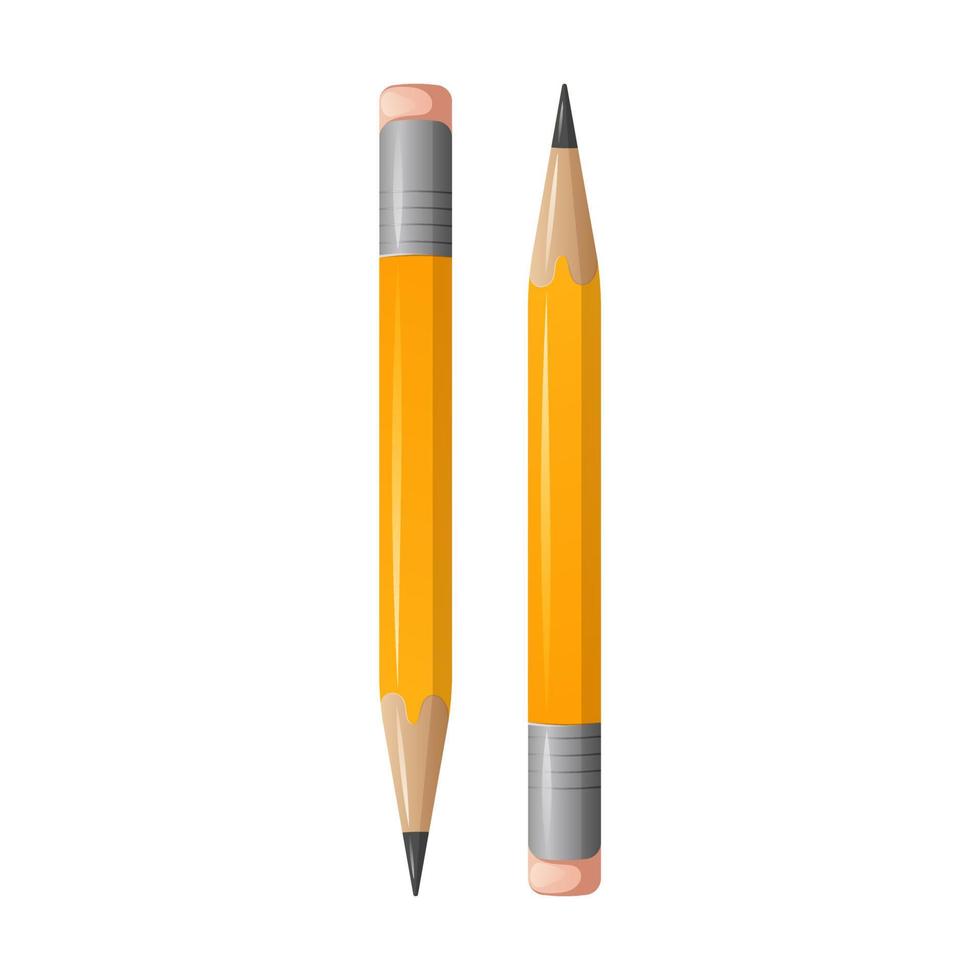 Simple pencil with eraser, vector illustration. Tool for drawing, drafting