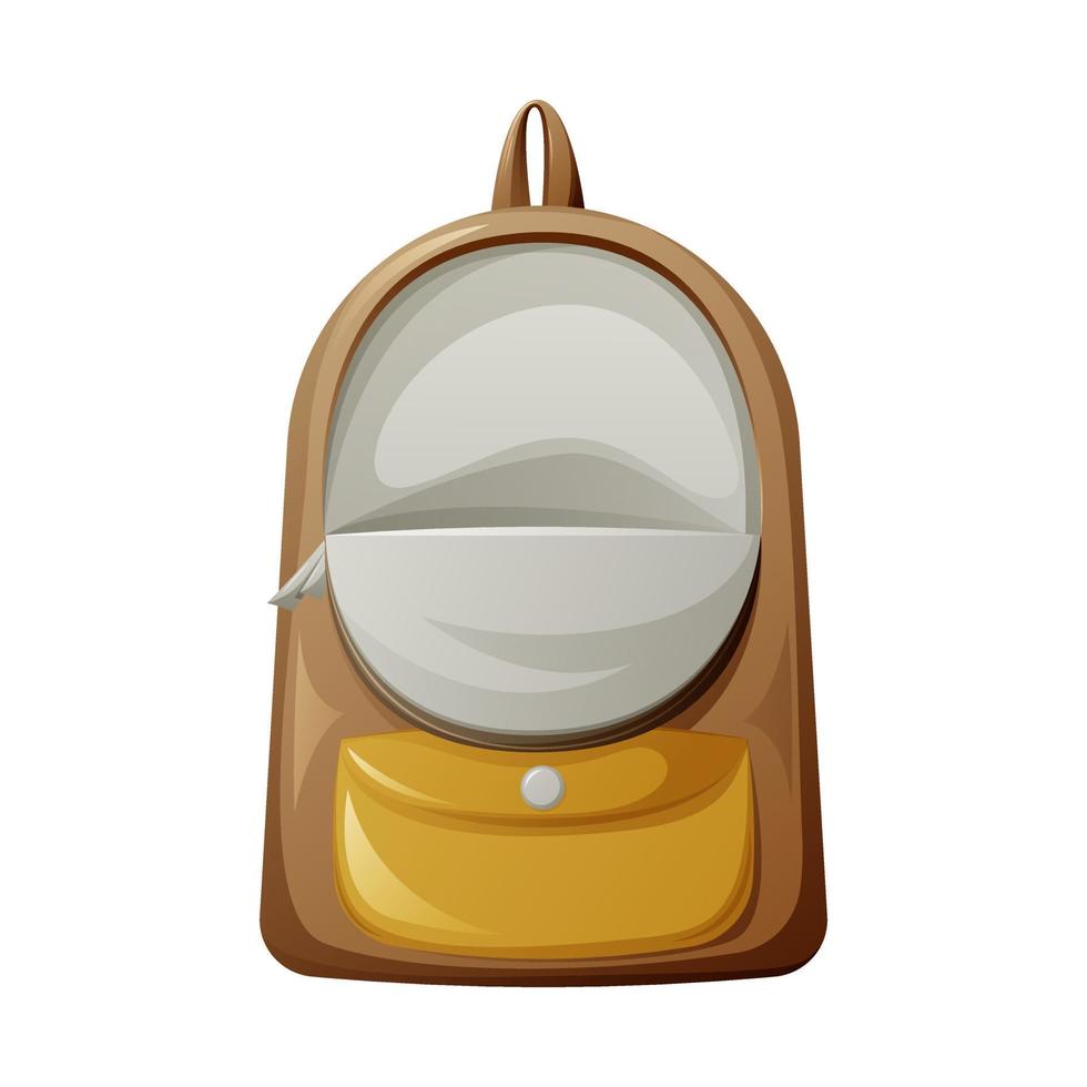 Open empty backpack. For personal items, school, sports supplies, vector illustration. Schoolbag or student bag