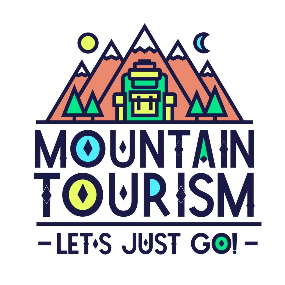 Mountain tourism summer camping card vector