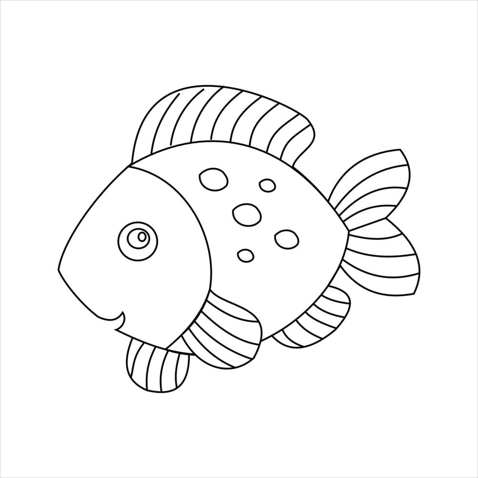 Linda hoja para colorear de peces. un diseño simple que es adecuado para usar como elementos de un libro para colorear para niños con el tema de animales, animales marinos o criaturas vivientes. vector