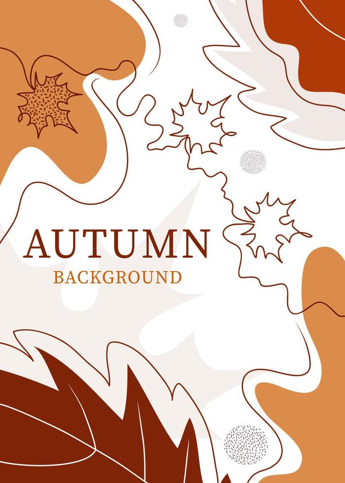 Elegant abstract autumn poster with line art elements. For wall decor, sale, thanksgiving day. Cute vector illustration in abstract style.