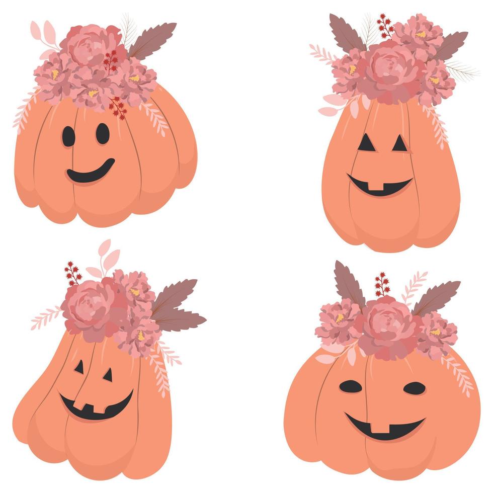 Set of Halloween pumpkins vector
