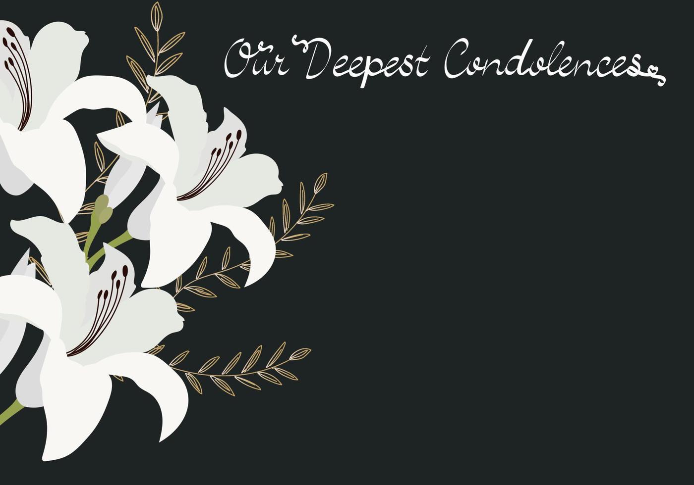 Sympathy card with lily flowers. vector