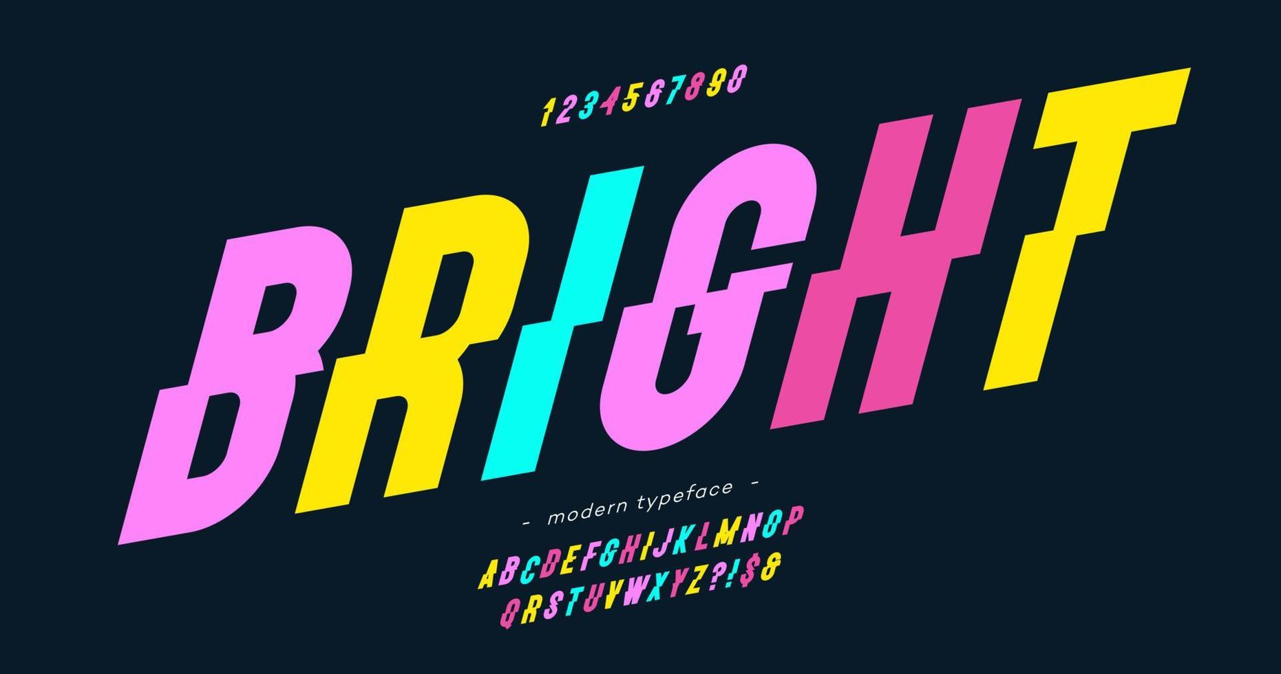 Vector bright font slanted color style