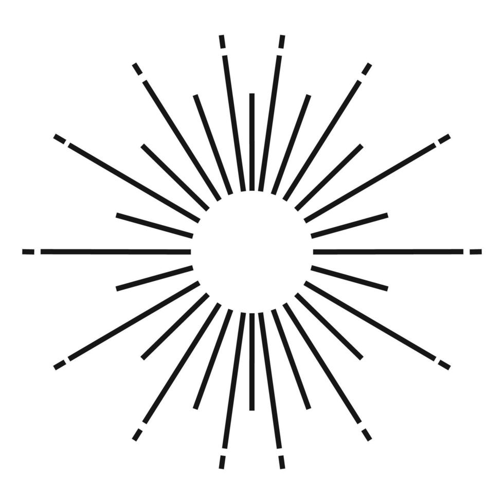 Sunburst black color line isolated vector