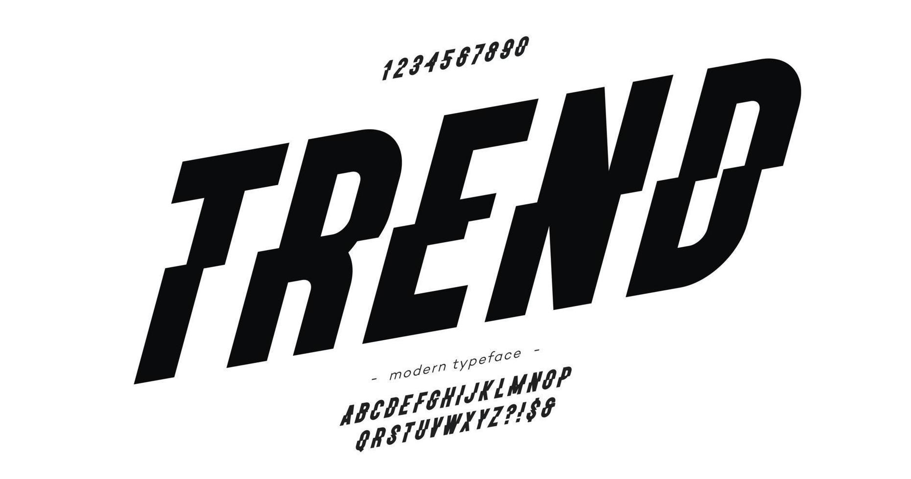 Vector trend font slanted style modern typography