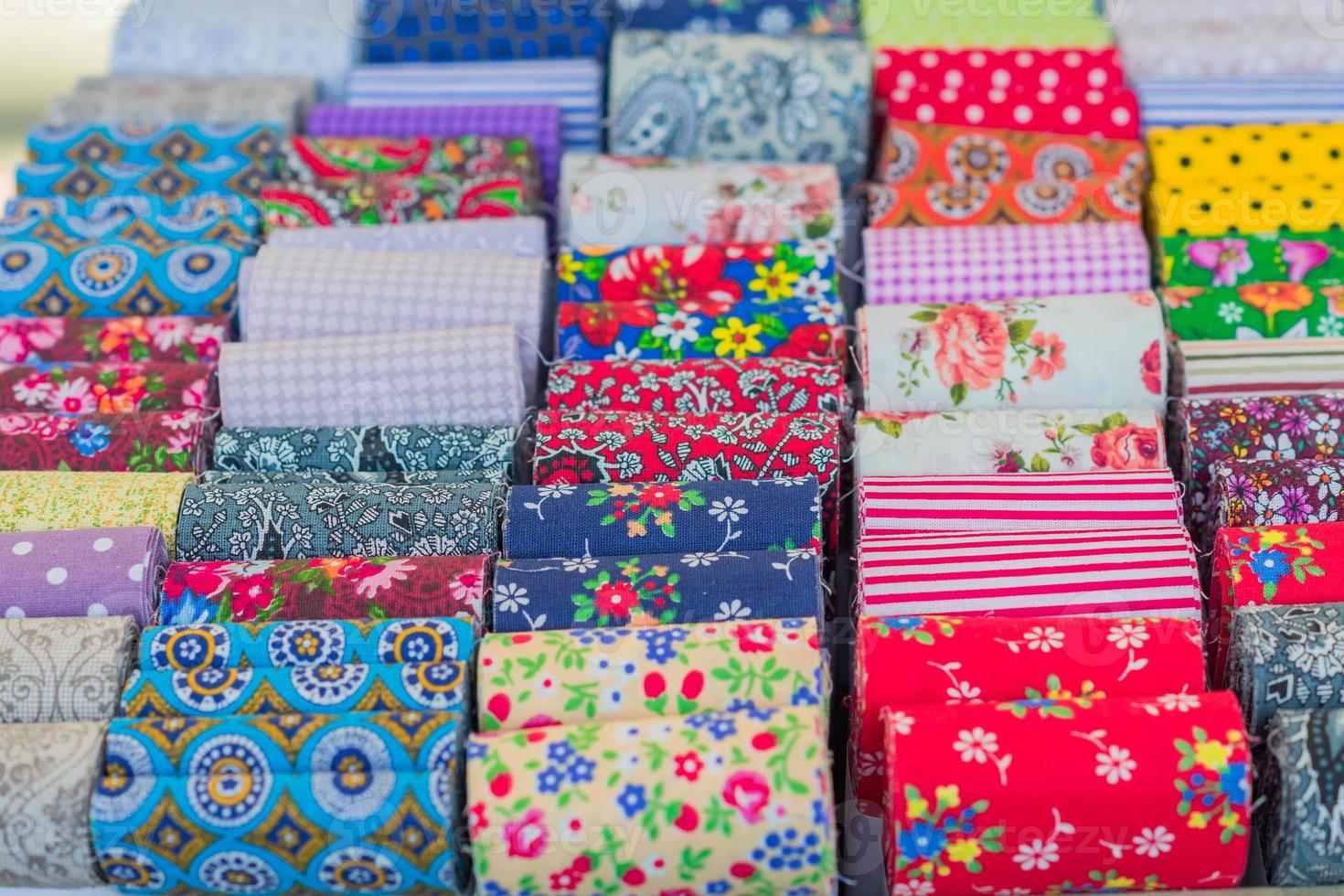 Assortment of natural fabrics and textiles. DIY materiials for craft and scrapbooking. Sewing industry concept photo