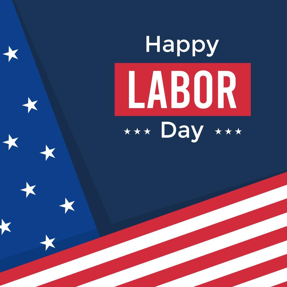 simple happy labor day poster template with american flag vector