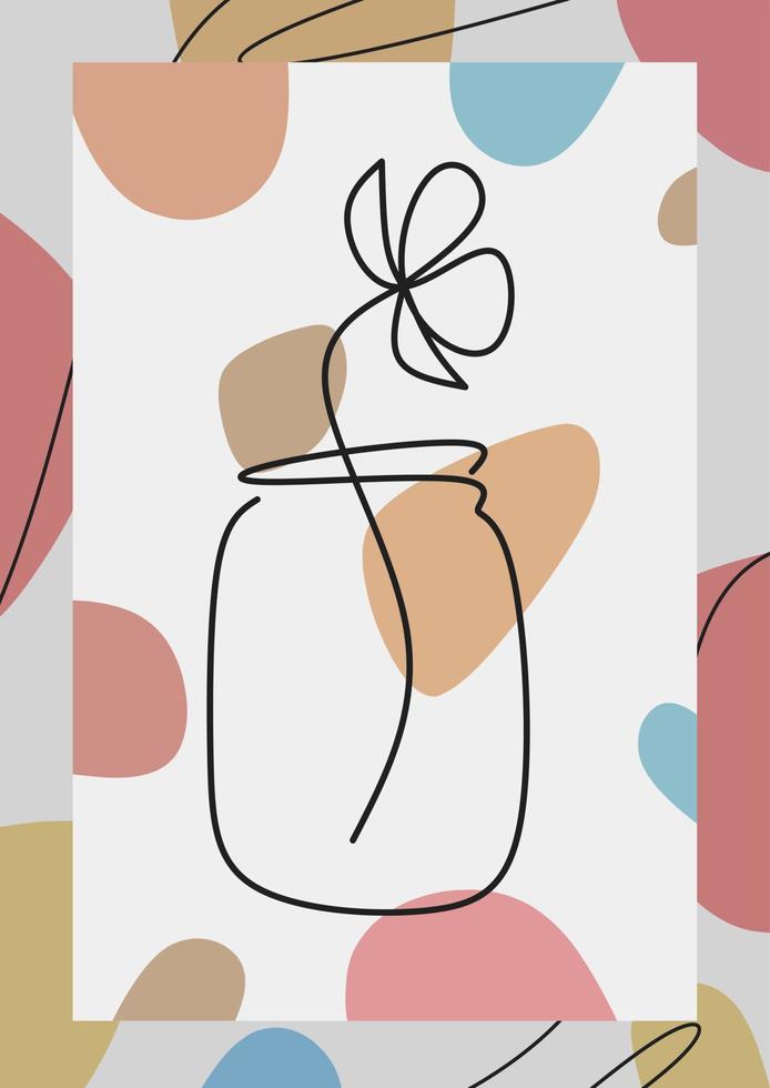 Abstract minimalist wall art with flowers and pastel colors vector