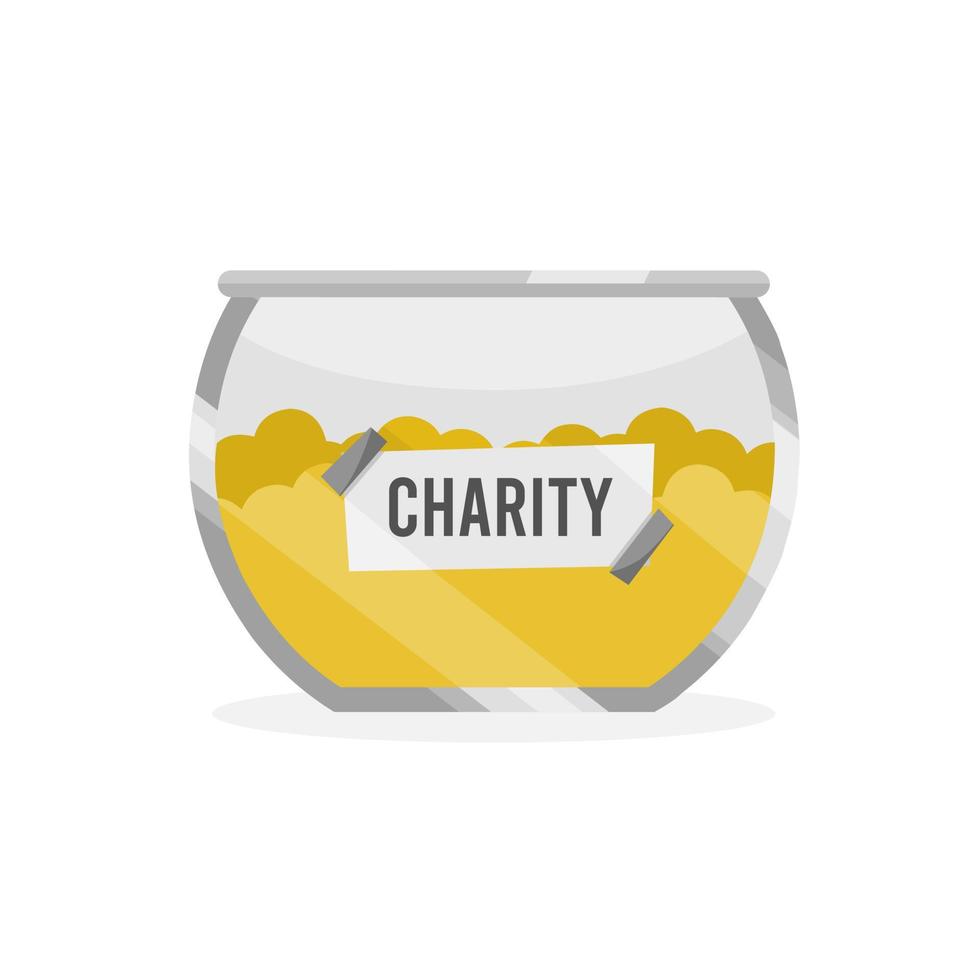 charity money jar flat illustration vector