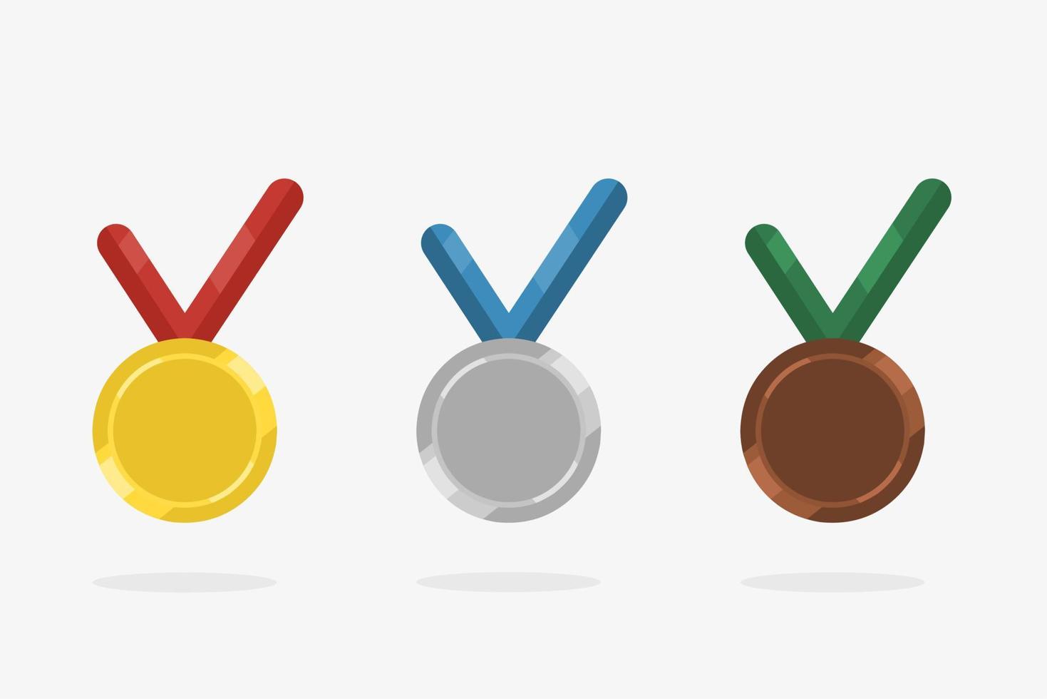 medal flat icon set isolated on white background vector