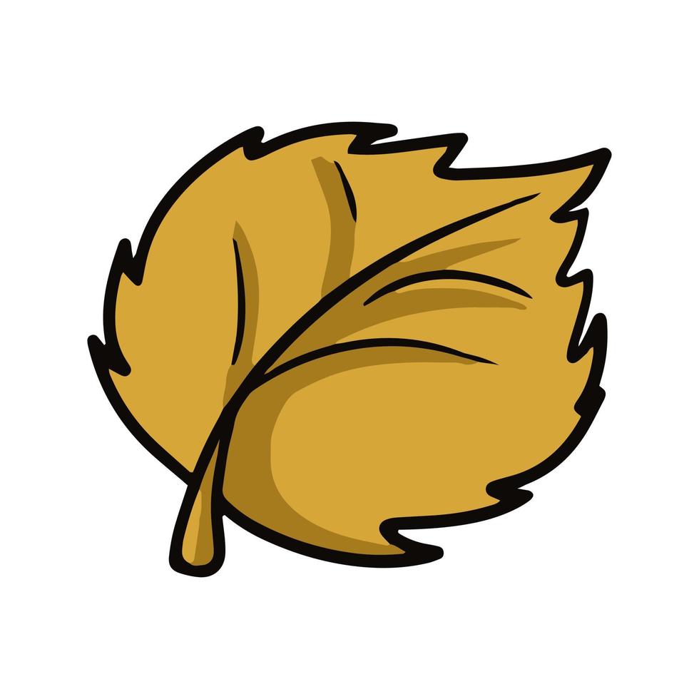 Orange autumn linden leaf, leaf fall, vector illustration in cartoon style on a white background