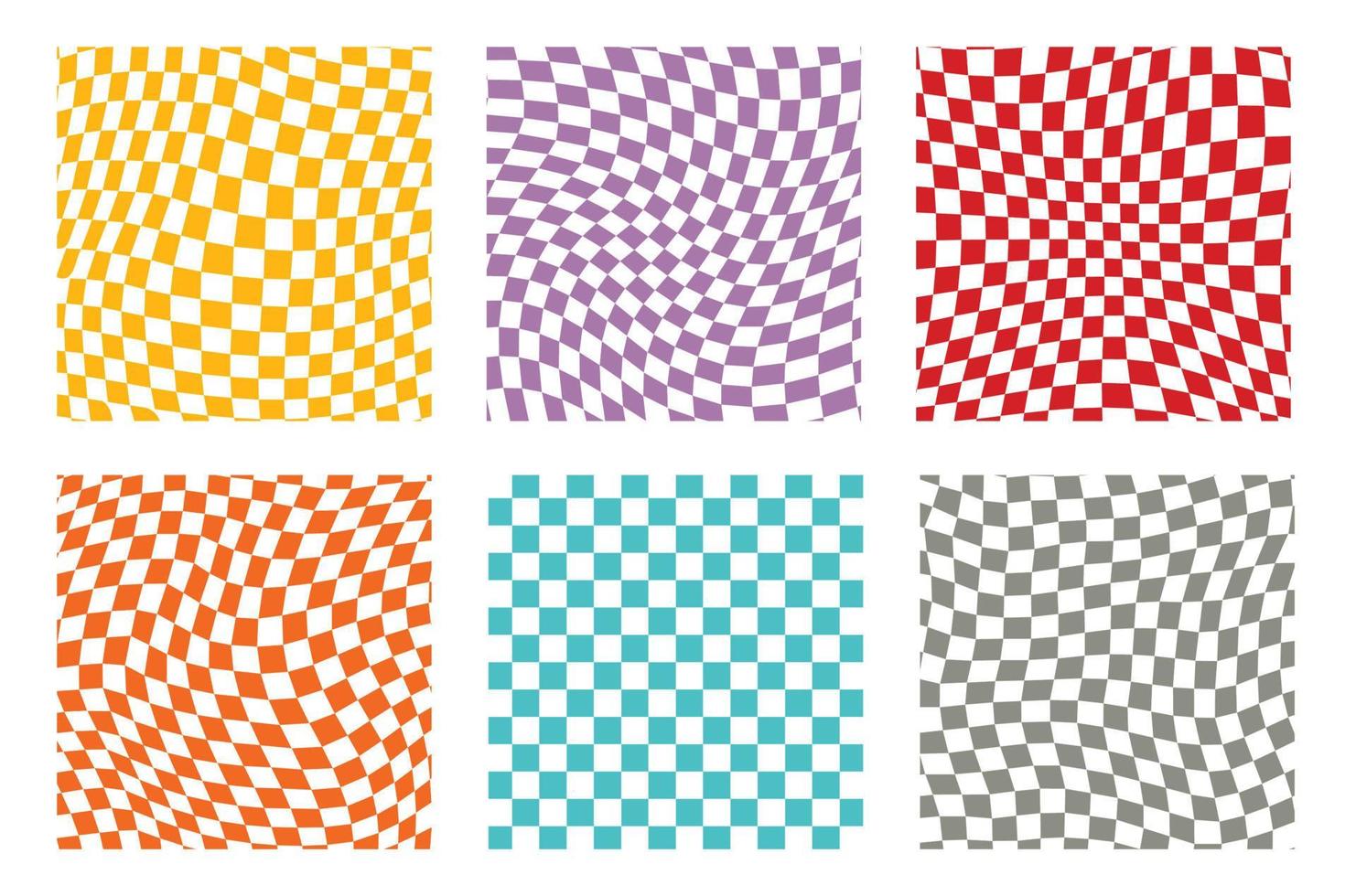 Fondo de patrón retro maravilloso en estilo de fondo psicodélico a cuadros. un tablero de ajedrez en un diseño abstracto minimalista con un ambiente estético de los años 60 y 70. estilo hippie y2k. Ilustración de vector de impresión funky