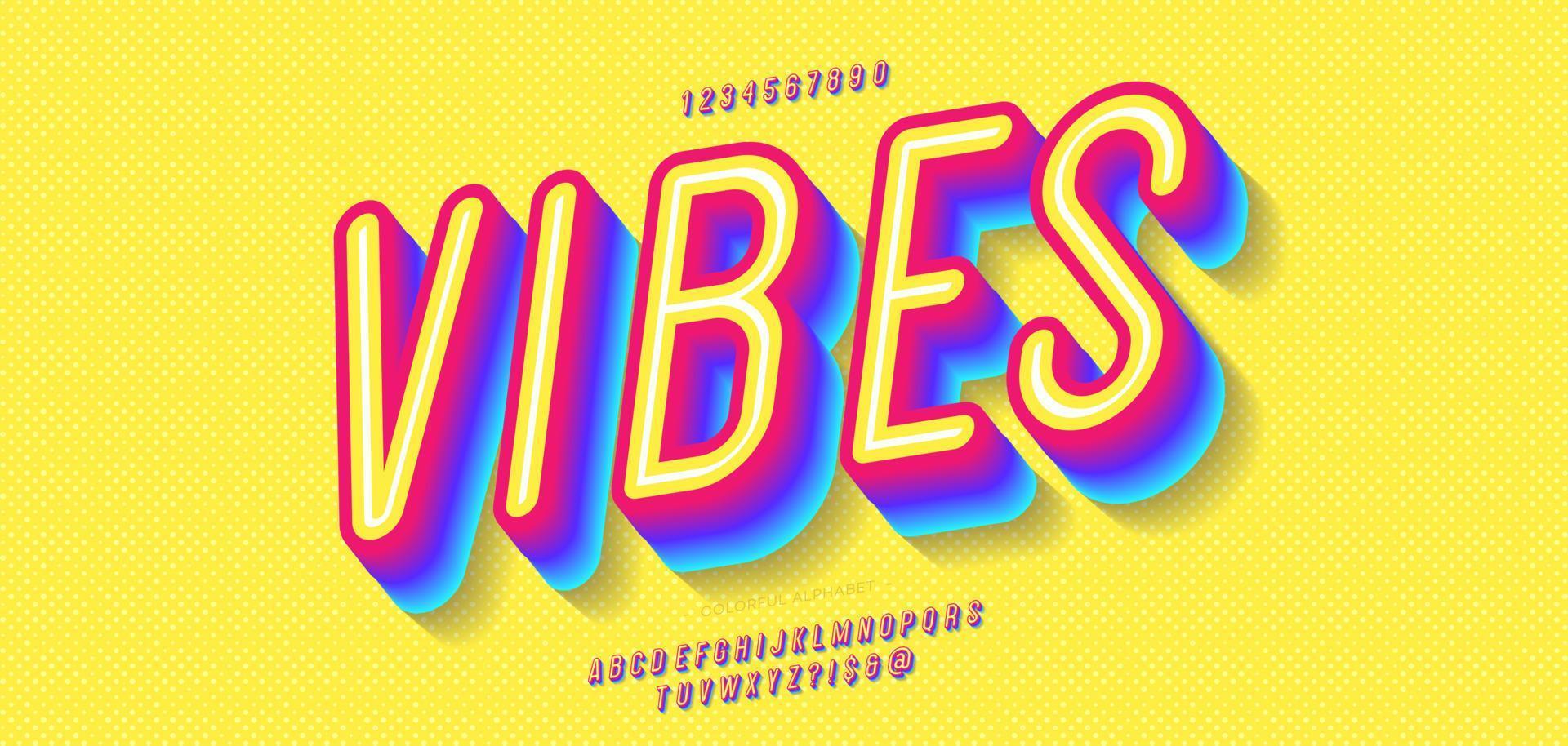 Vector vibes font 3d bold colorful style