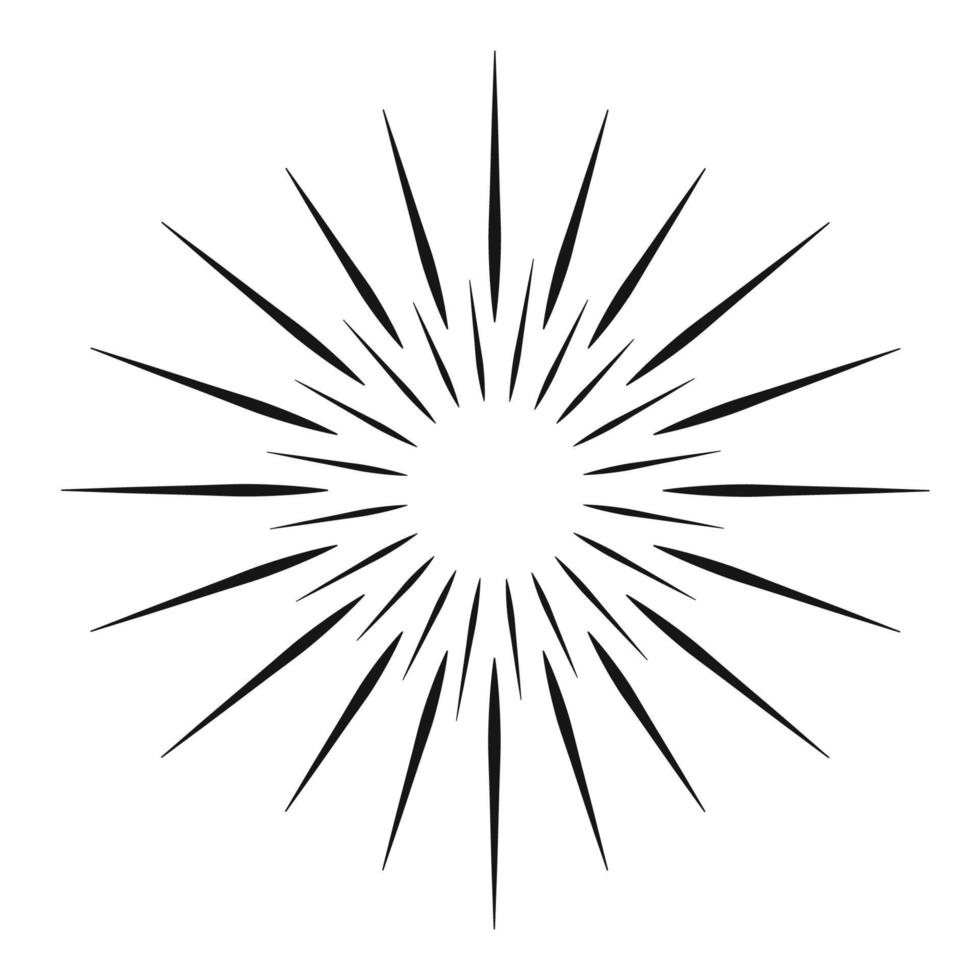 Sunburst vector black color line