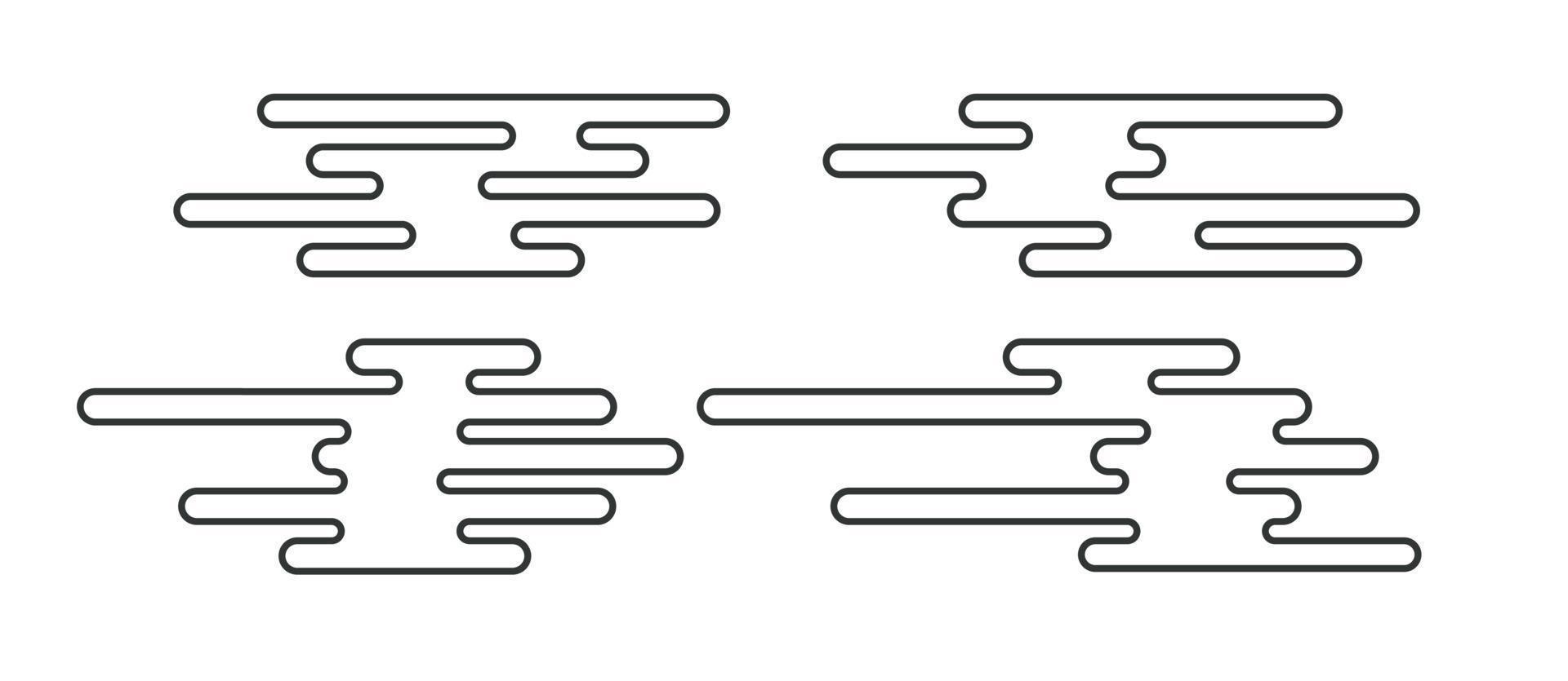 Chinese vector cloud set line style isolated