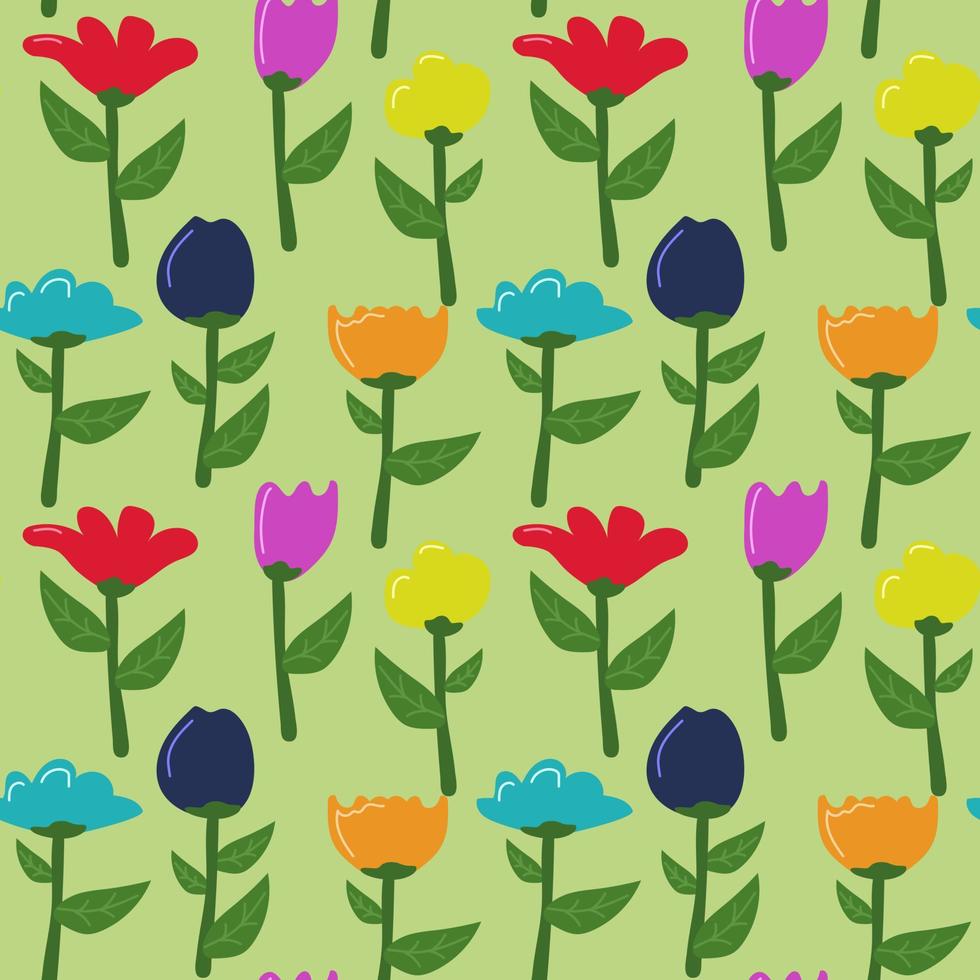 Cute floral background in cartoon style, children's illustration. Pattern, background, print for printing on textiles, gift wrapping. vector