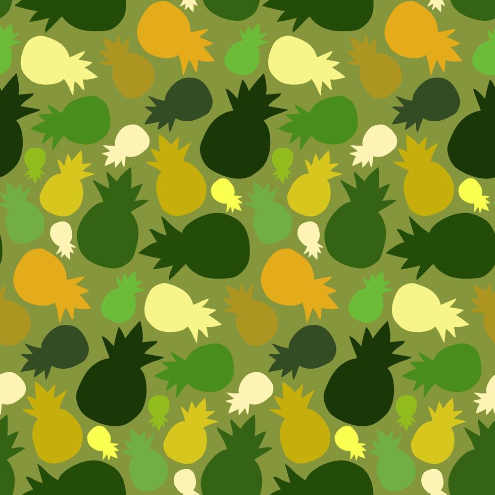 A pattern of pineapple shadows on a green background. Vector illustration. Pattern, children's illustration.