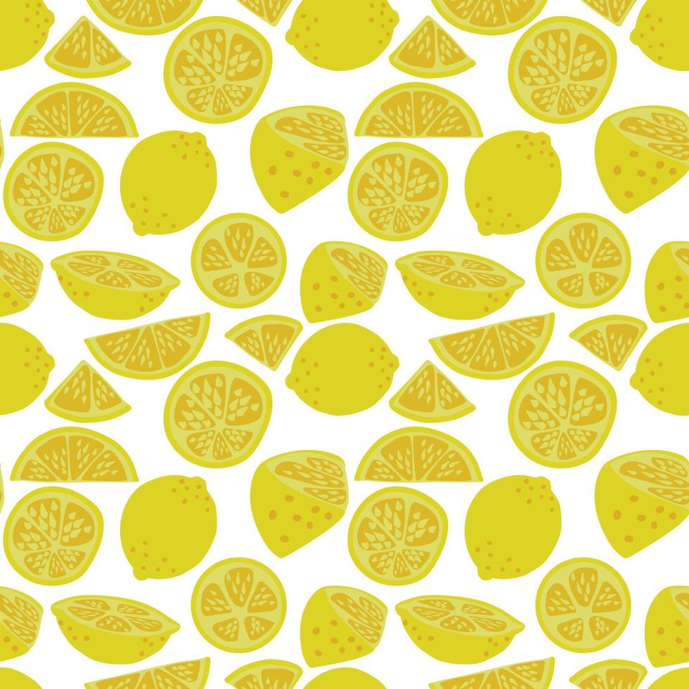 A hand-drawn vector lemon seamless pattern on a transparent background. Endless ornament for wrapping paper, wallpaper, clothing, textiles, fabric