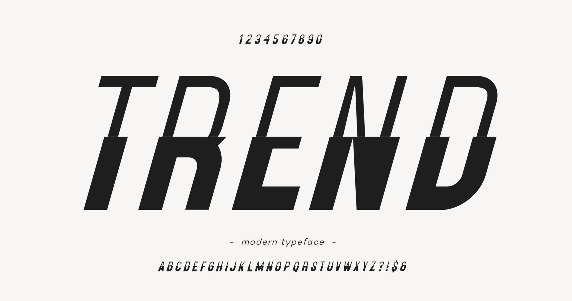 Vector trend font slanted style