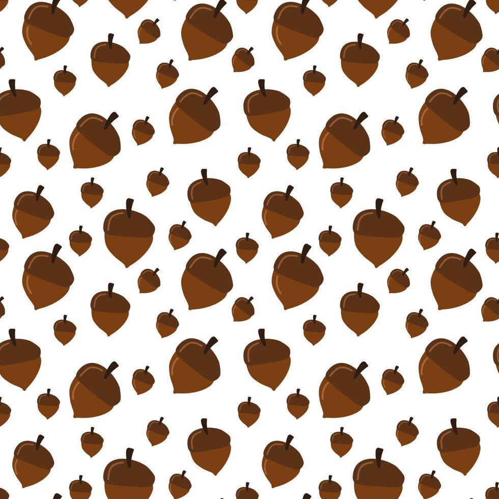 patrón de repetición sin costuras para niños de color dibujado a mano vectorial con lindas bellotas sobre un fondo blanco. textura forestal infantil creativa para telas, embalajes, textiles, papel pintado, tela vector