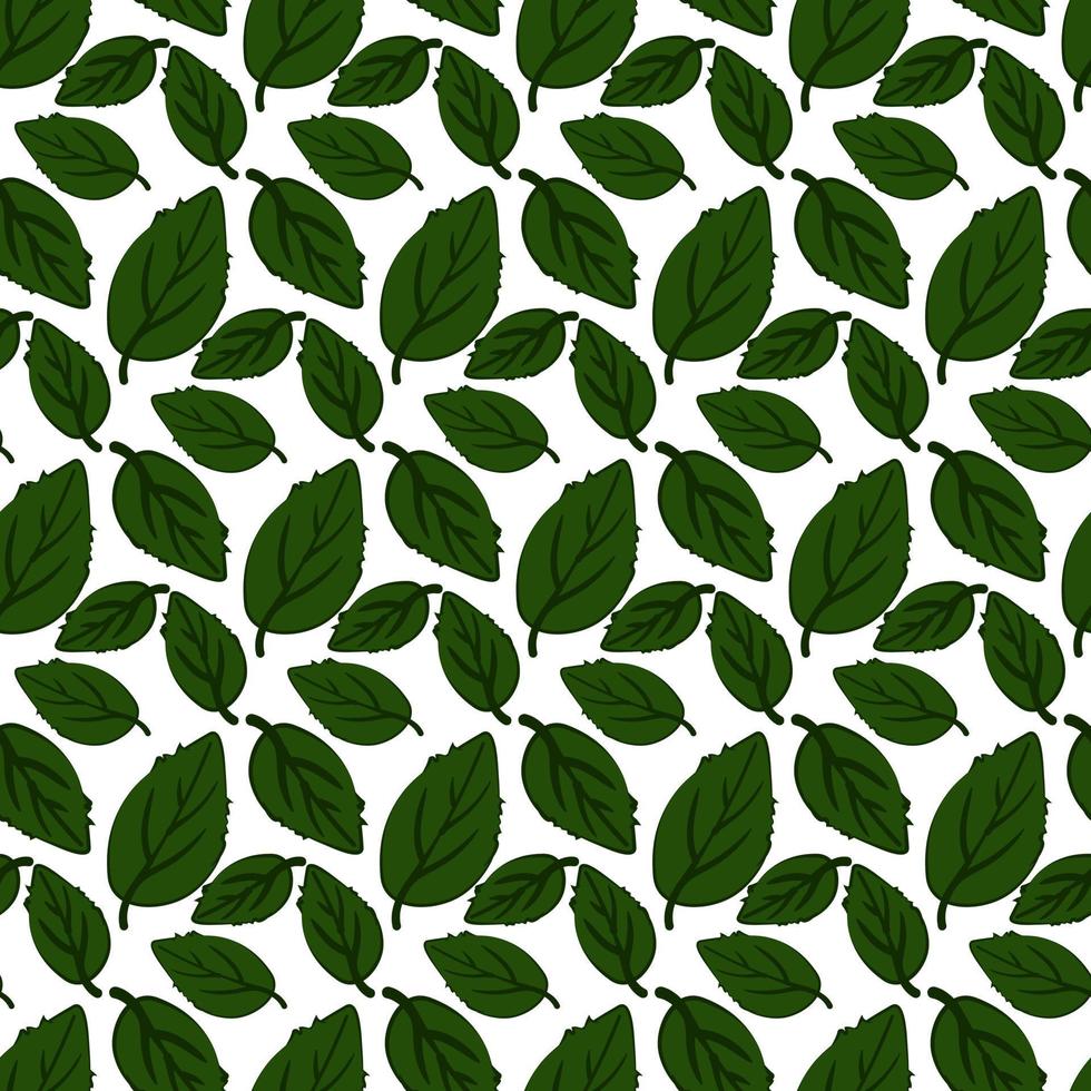 Hand-drawn vector seamless pattern on a transparent background. Lemon leaves. Endless ornament for wrapping paper, wallpaper, clothing, textiles, fabric