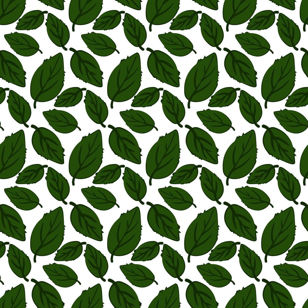 Hand-drawn vector seamless pattern on a transparent background. Lemon leaves. Endless ornament for wrapping paper, wallpaper, clothing, textiles, fabric