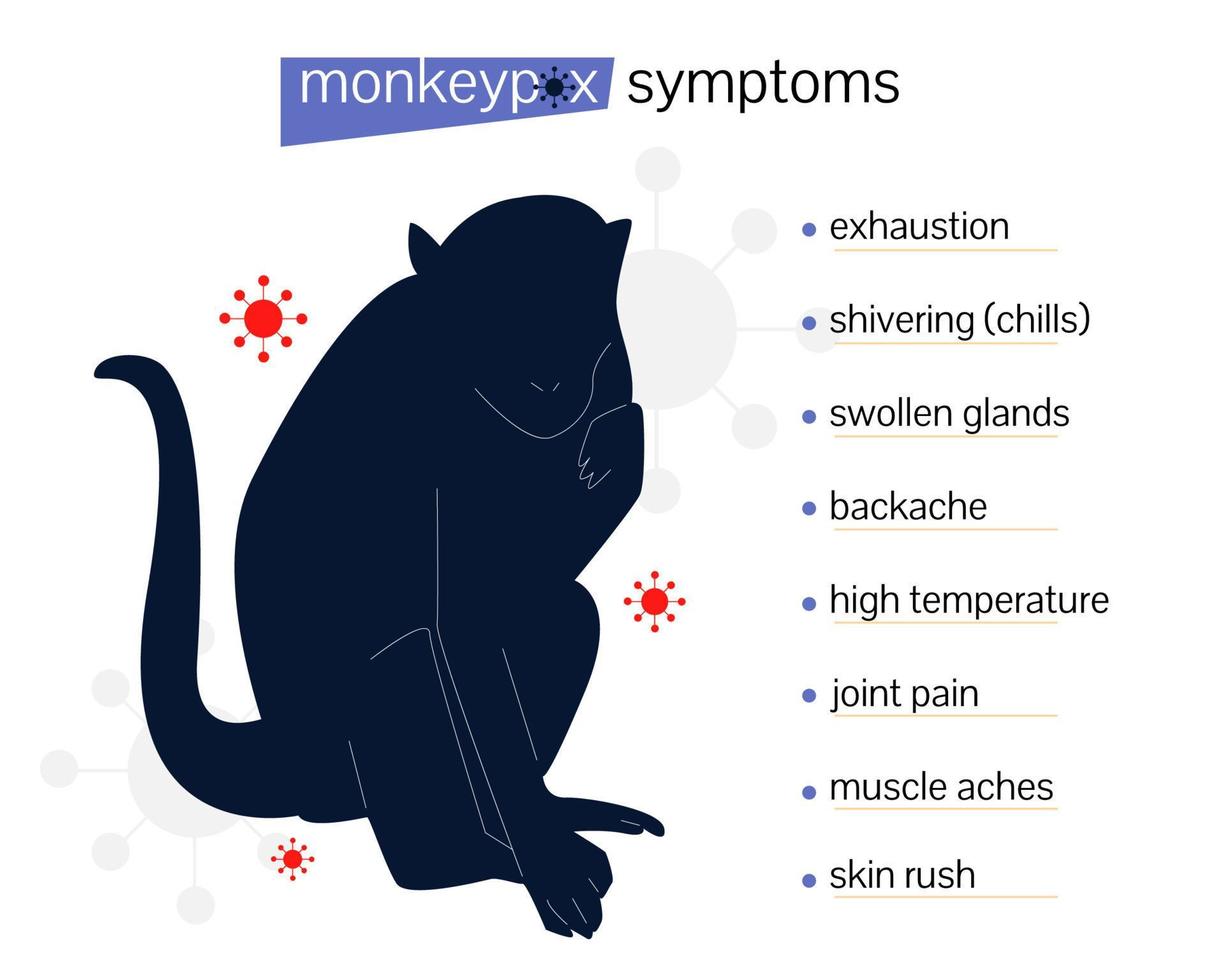 Symptoms of monkeypox. Information poster. Monkey pox infographic vector