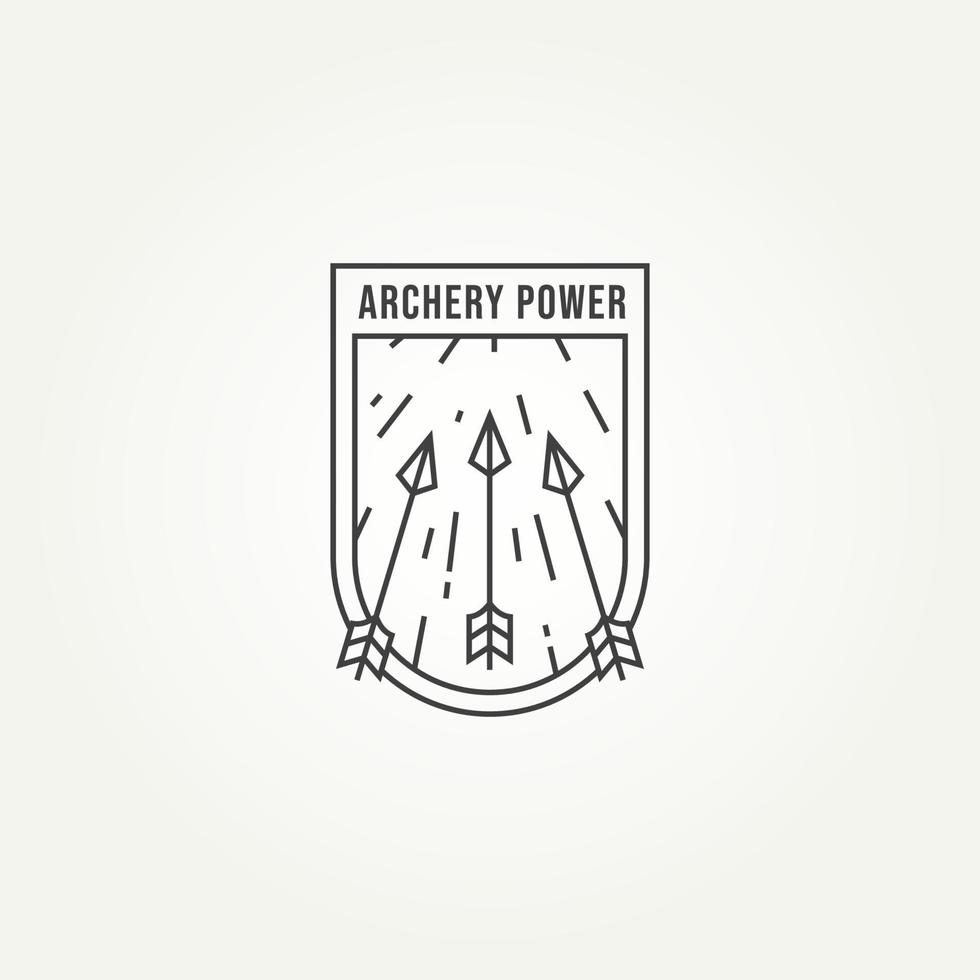 minimalist archery line art emblem logo template vector illustration design. simple flying arrows archery or hunting emblem logo concept