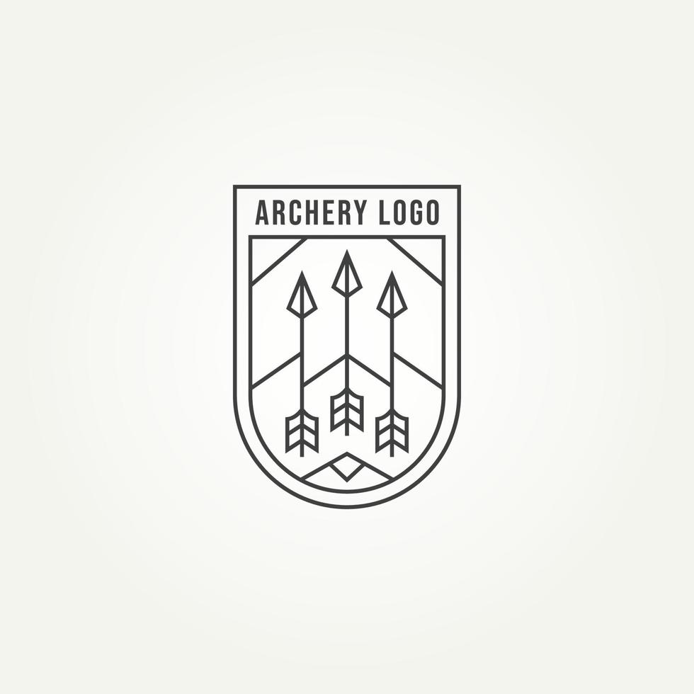 minimalist archery line art emblem logo template vector illustration design. simple archery or hunting emblem logo concept
