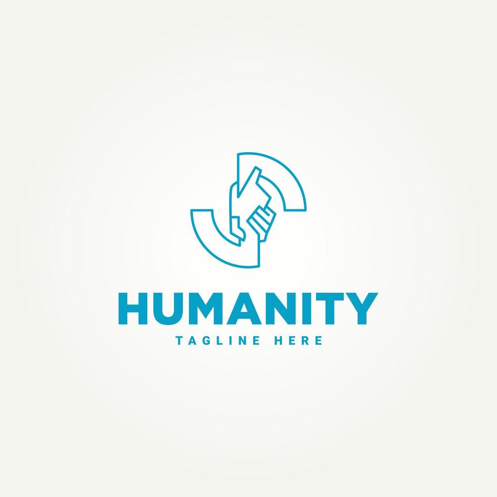 minimalist helping hand care line art icon logo template vector illustration design. simple humanity, charity, people care logo concept