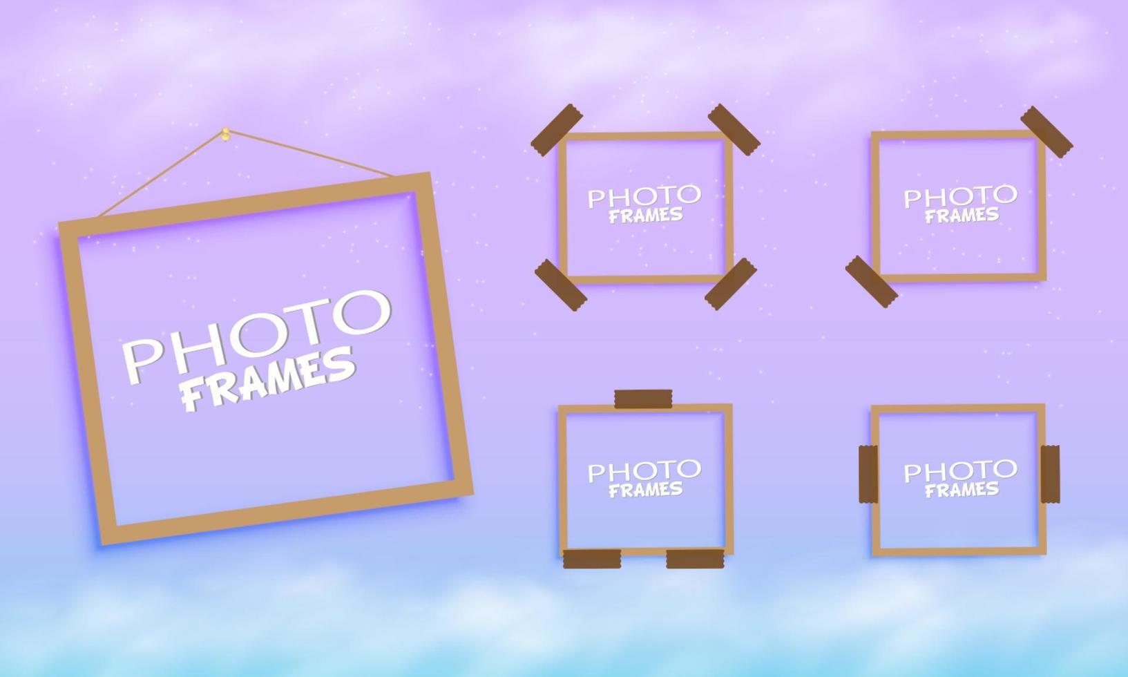 Realistic Square Photo Frame with gradient background vector