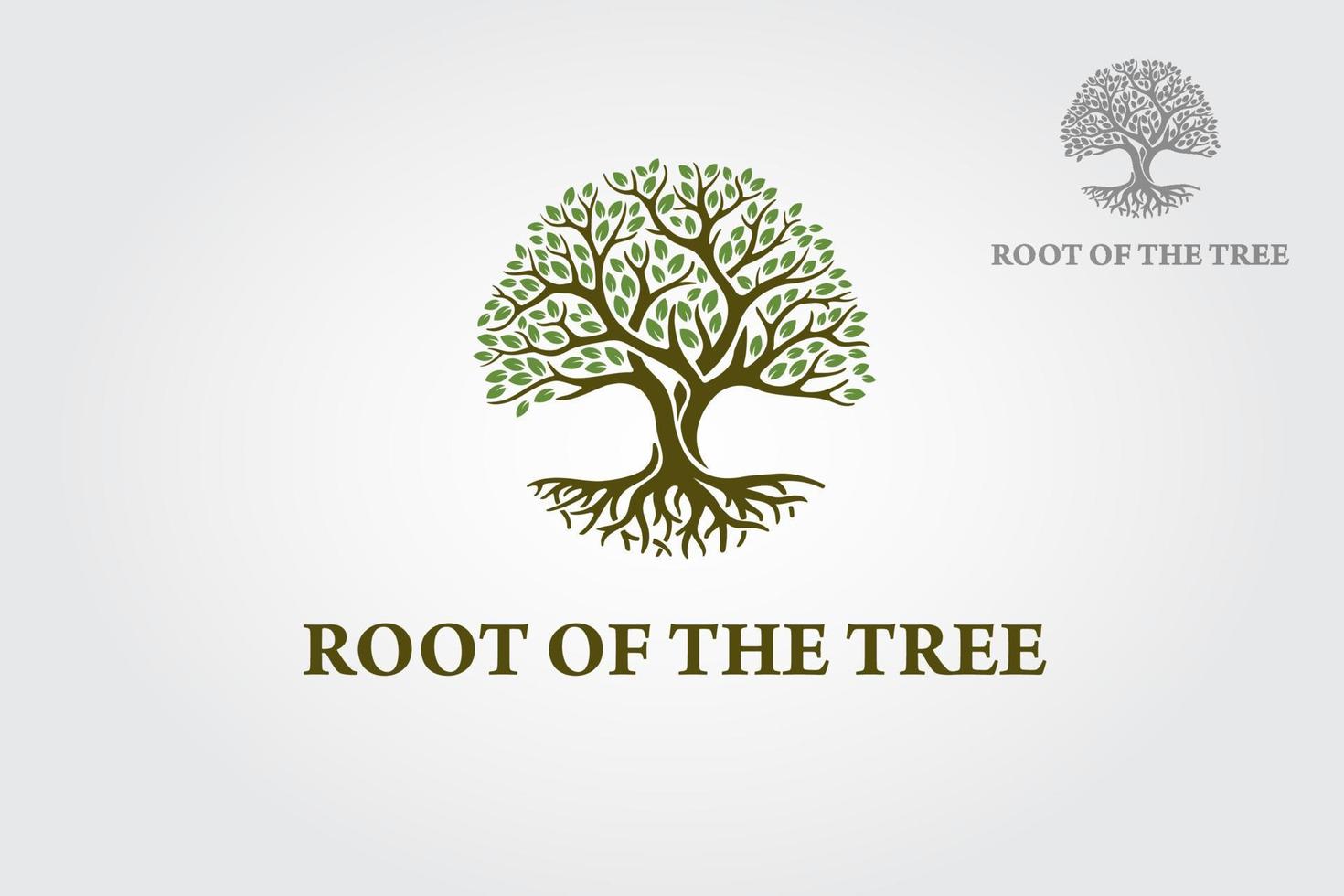 raíz de la ilustración del logotipo del vector del árbol. el logotipo vectorial de este hermoso árbol es un símbolo de vida, belleza, crecimiento, fuerza y buena salud.