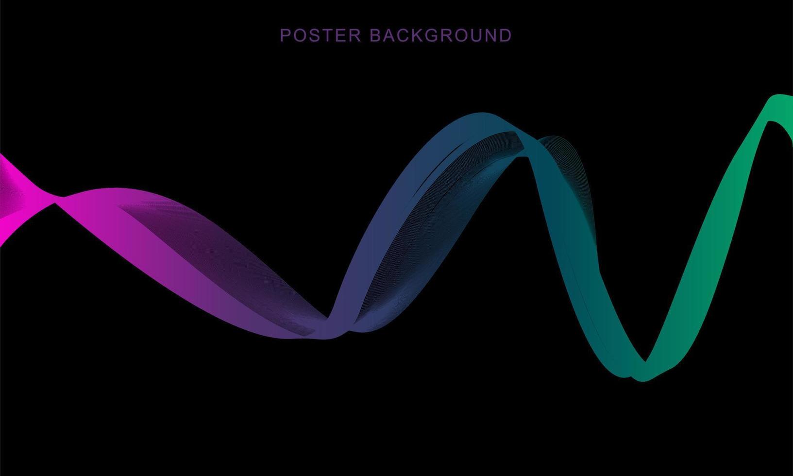 Abstract sound wave motion gradient line background on black. Vector illustration.