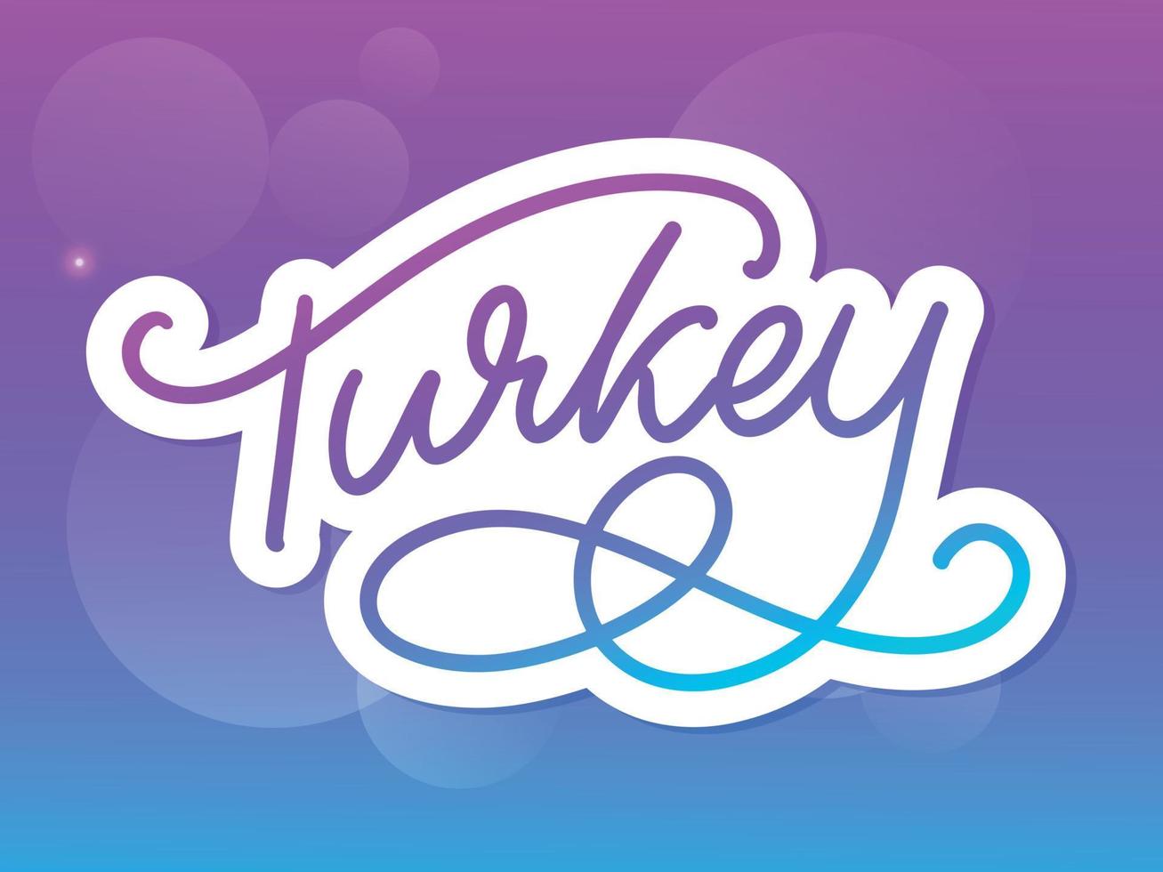 Turkey Lettering. Handwritten name of the country. Vector design template.