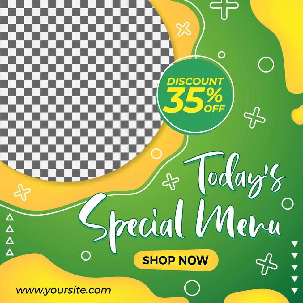 social media special menu with photo vector