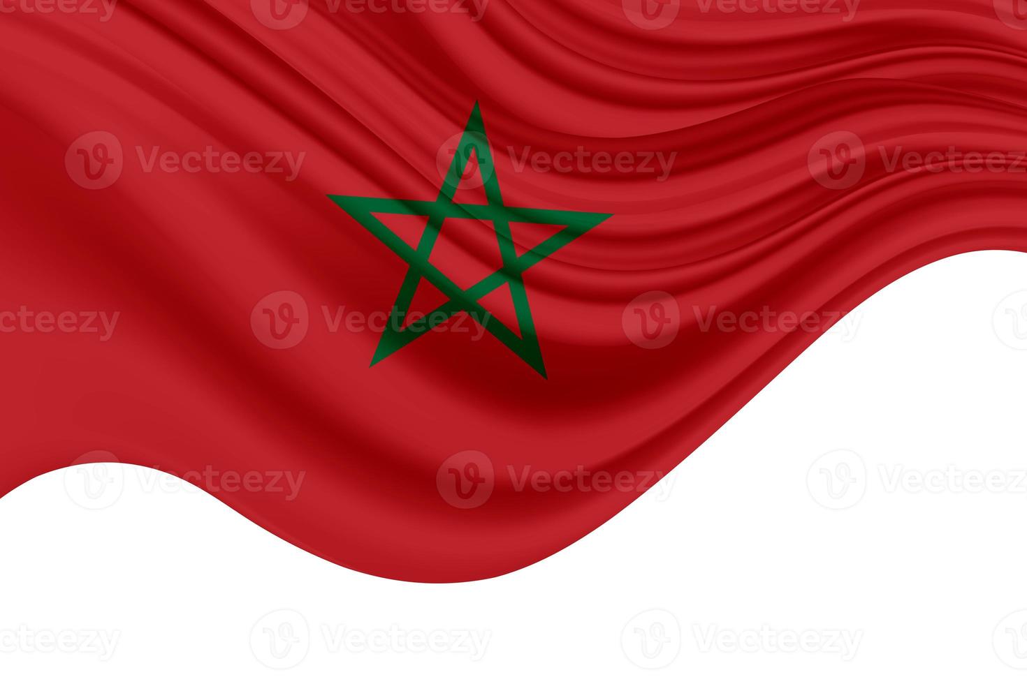 bandera de tela ondeante realista. bandera de tela arrugada de introducción de marruecos. bandera marruecos bandera de marruecos. banderas del norte de áfrica. celebracion. día de la Bandera. patriotas ani realista foto
